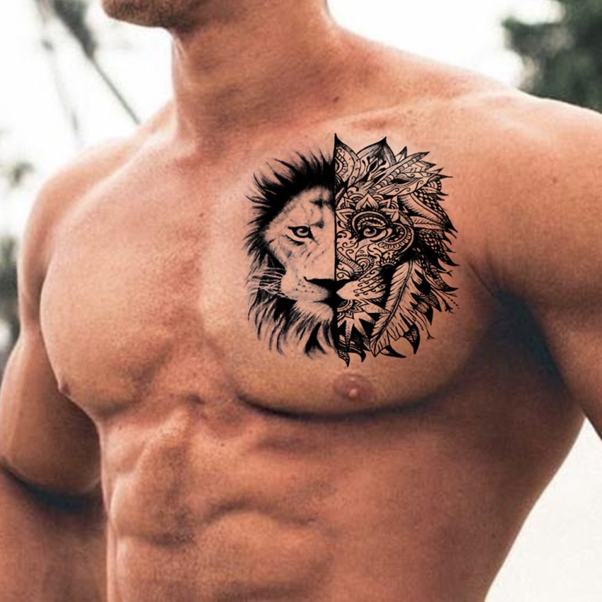 Monster HALF Lion Face Men Women Waterproof Body Tattoo (Temporary Tattoo) - Price in India, Buy Monster HALF Lion Face Men Women Waterproof Body Tattoo (Temporary Tattoo) Online In India, Reviews, Ratings